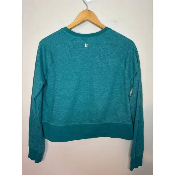 Sweaty Betty Chelsea Crop Sweatshirt Crewneck Teal Long Sleeve Size M Athleisure - Picture 5 of 9